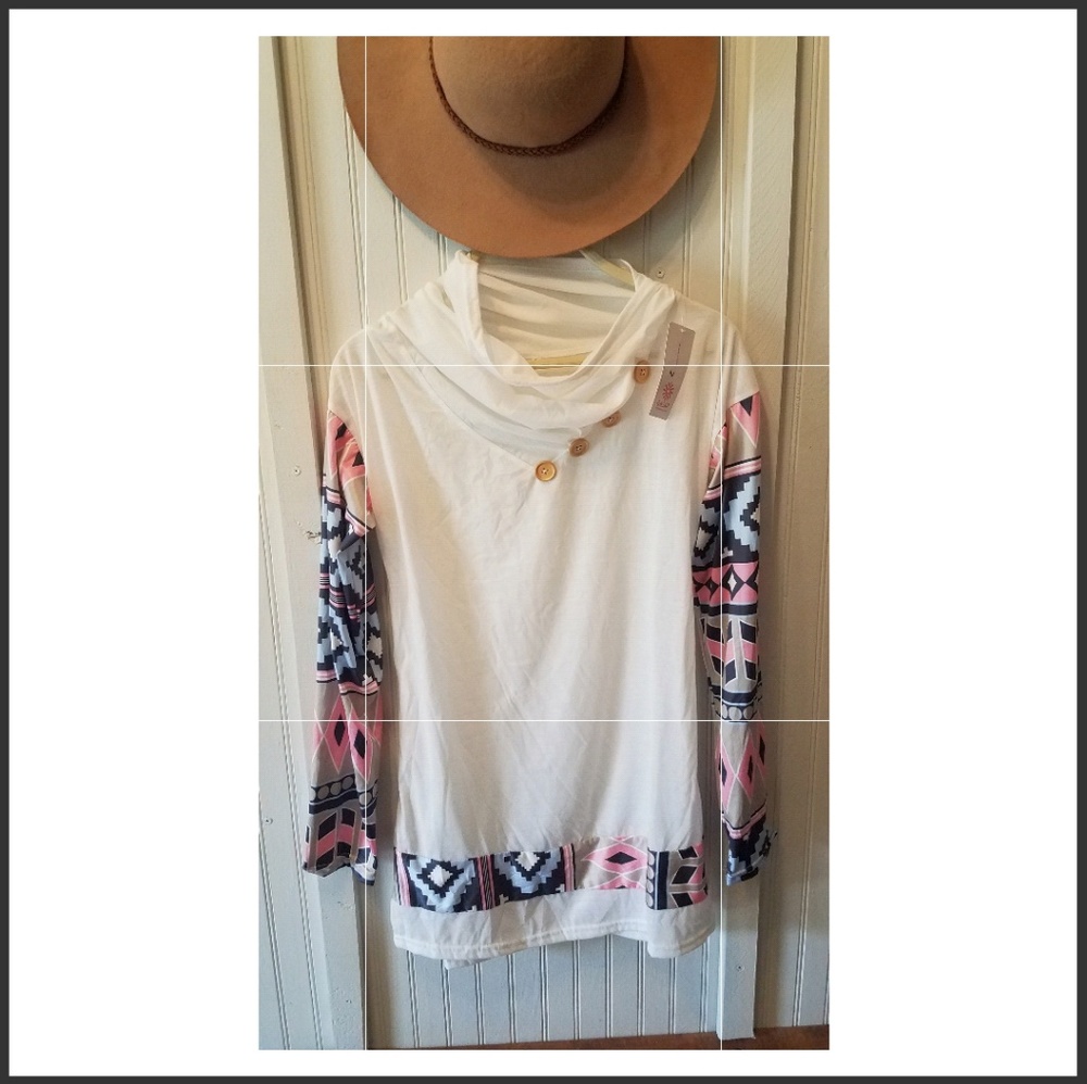 OASAP Aztec cowl neck white large
